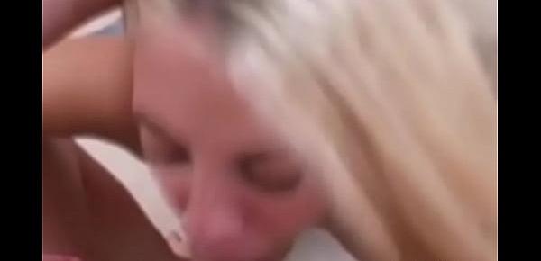  Cute Blonde Sweetly Sucking Hard Dick Blow Session